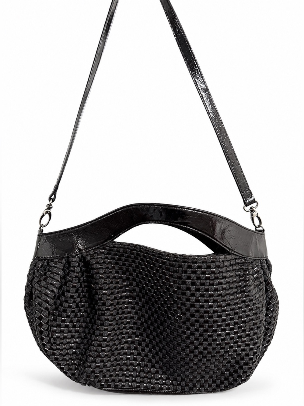 Hobo Braided Leather Dark Brown Purse With Remov Strap